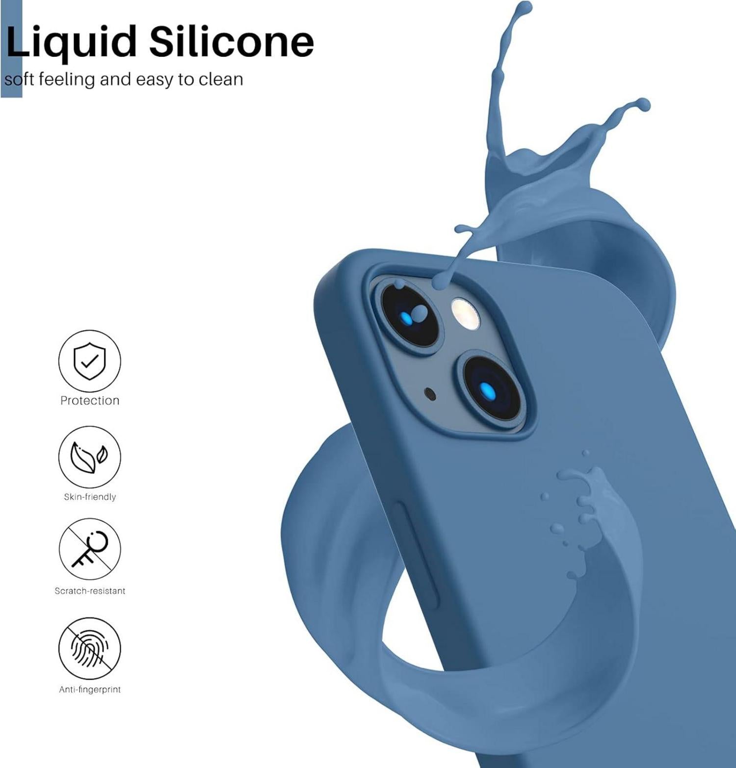iPhone 13 Silikon Case Ultra Dünn Flüssig Silikon Schutz Blau