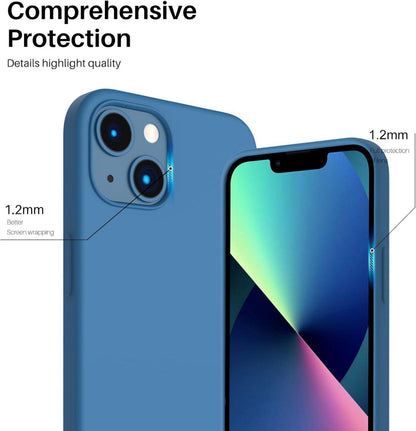 ORNARTO iPhone 13 Silikon Case 6,1 Schutzhülle Flüssig Silikon Blau