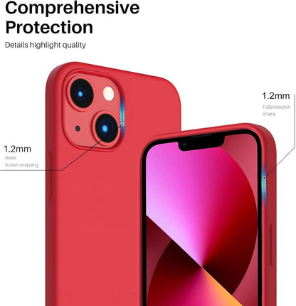 ORNARTO iPhone 13 Mini Silikon Case Hülle - Ultra Dünn Voller Schutz Flüssig Silikon Handyhülle, Rot