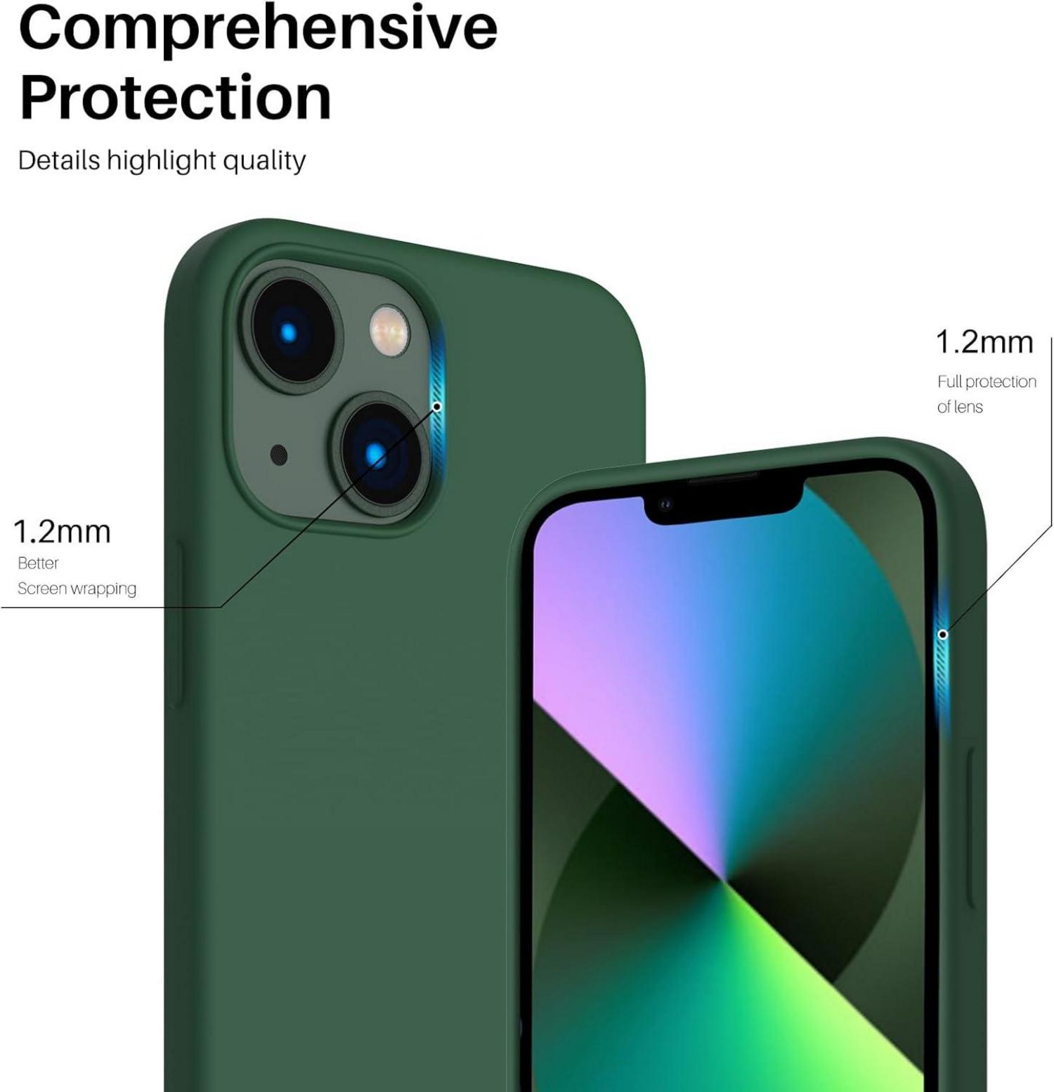 ORNARTO iPhone 13 Mini 5,4 Silikon Hülle Klee Grün, Voller Schutz Handyhülle