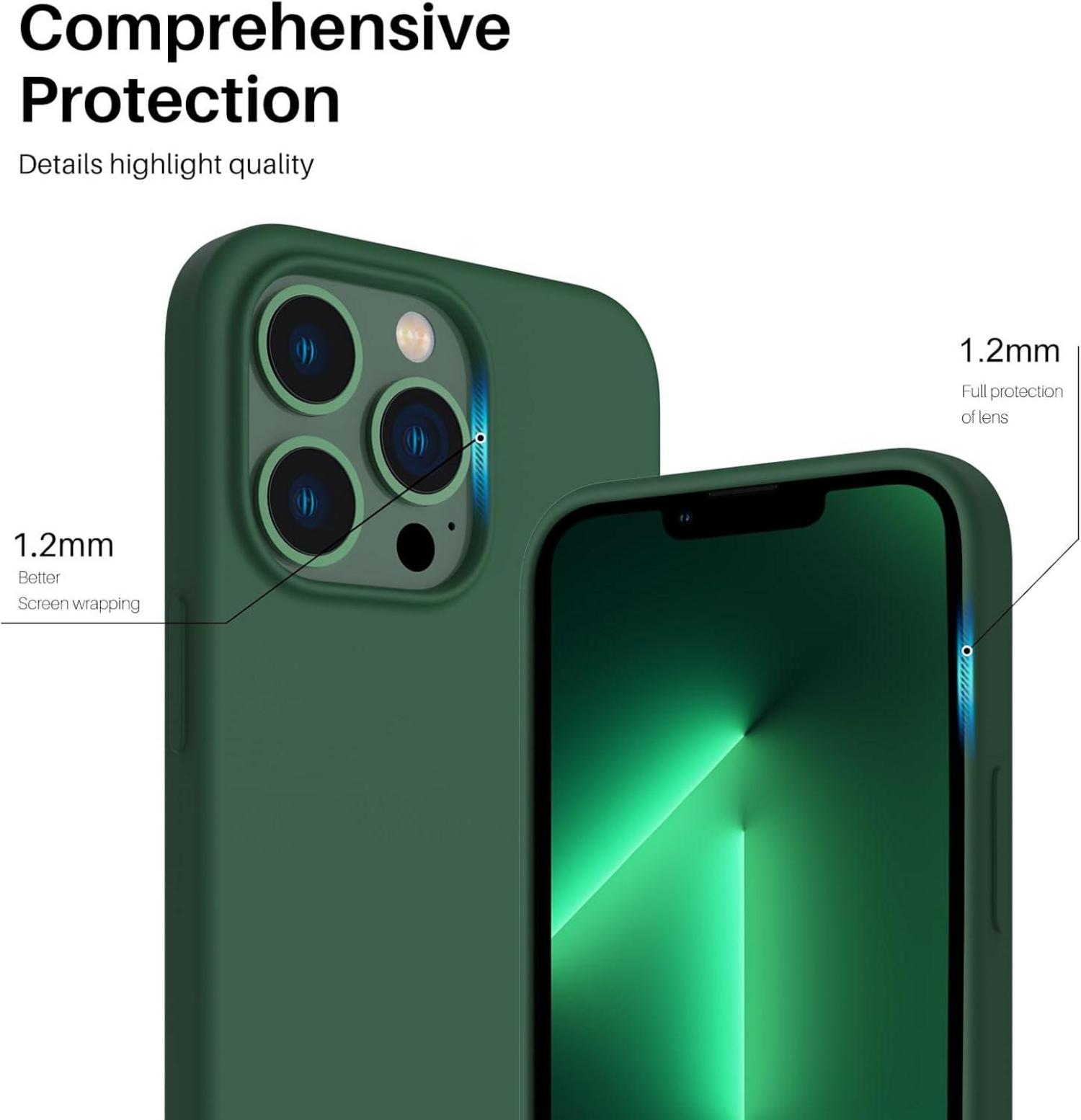 ORNARTO iPhone 13 Pro 6,1 Silikon Case Klee Grün Schutzhülle