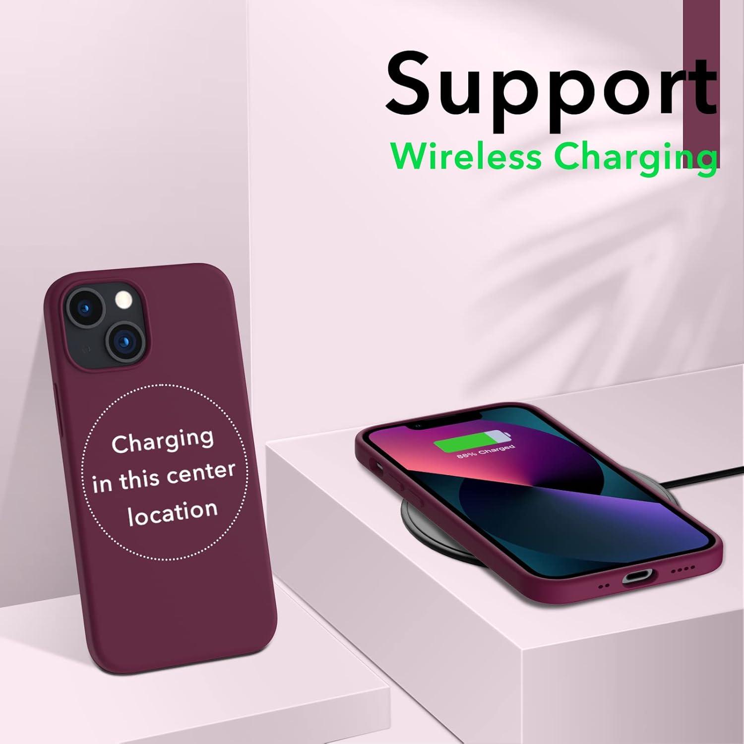 iPhone 13 Mini Silikon Hülle Ultra Dünn Voller Schutz Flüssig Weinrot