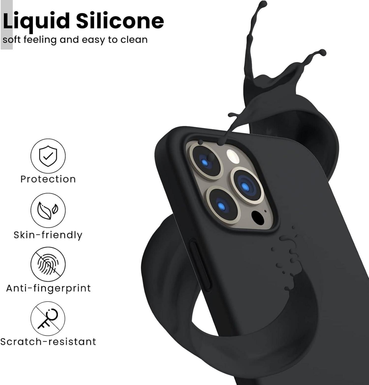 iPhone 13 Pro Max Liquid Silicone Case Schwarz- Stoßfest