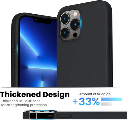 ORNARTO iPhone 13 Pro Max Liquid Silicone Case 6,7” Schwarz Stoßfeste