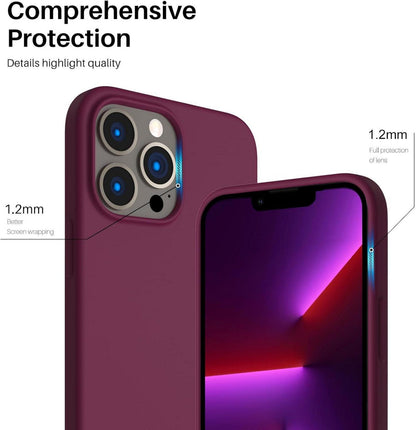 iPhone 13 Pro Max 6,7 Silikon Case Ultra Dünn Voller Schutz Flüssig Silikon Weinrot