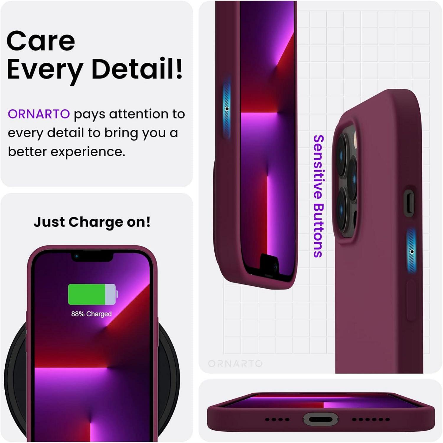 iPhone 13 Pro Max 6,7 Silikon Case Hülle Voller Schutz Flüssig Weinrot