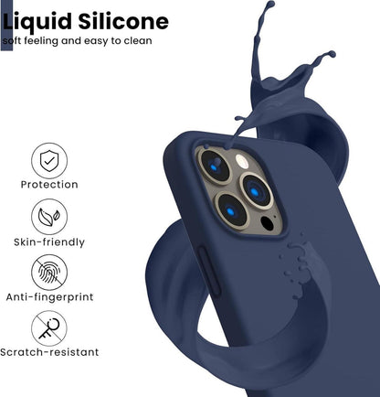 iPhone 13 Pro Max Flüssige Silikonhülle Marineblau Schutzhülle