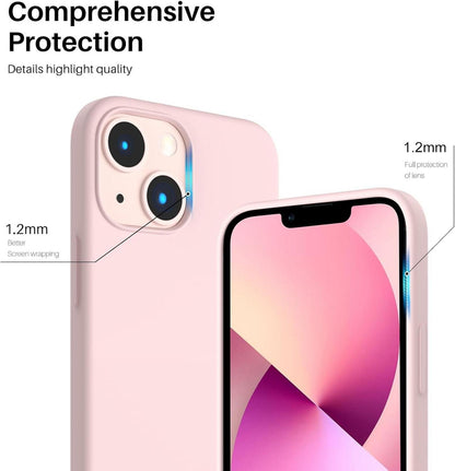ORNARTO iPhone 13 Mini 5,4 Silikon Hülle Flüssig Schutz Kalkrosa