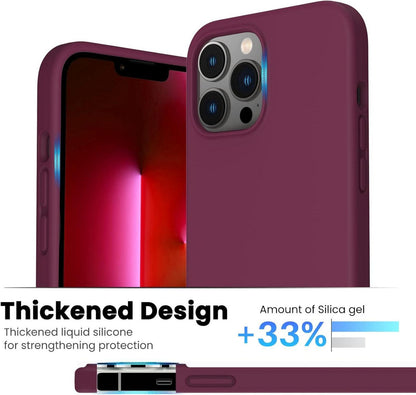 ORNARTO iPhone 13 Pro Max Liquid Silicone Case 6,7” Stoßfest in Weinrot