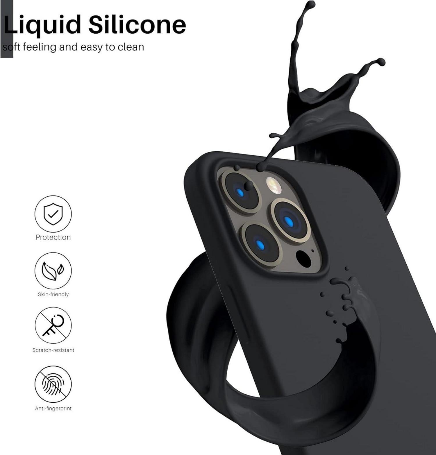 Schwarzes Silikon Case für iPhone 13 Pro Max 6,7 - Ultra Dünn & Voller
