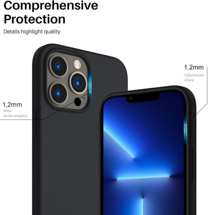 ORNARTO iPhone 13 Pro Max 6,7 Silikon Hülle Voller Schutz Flüssig Schwarz
