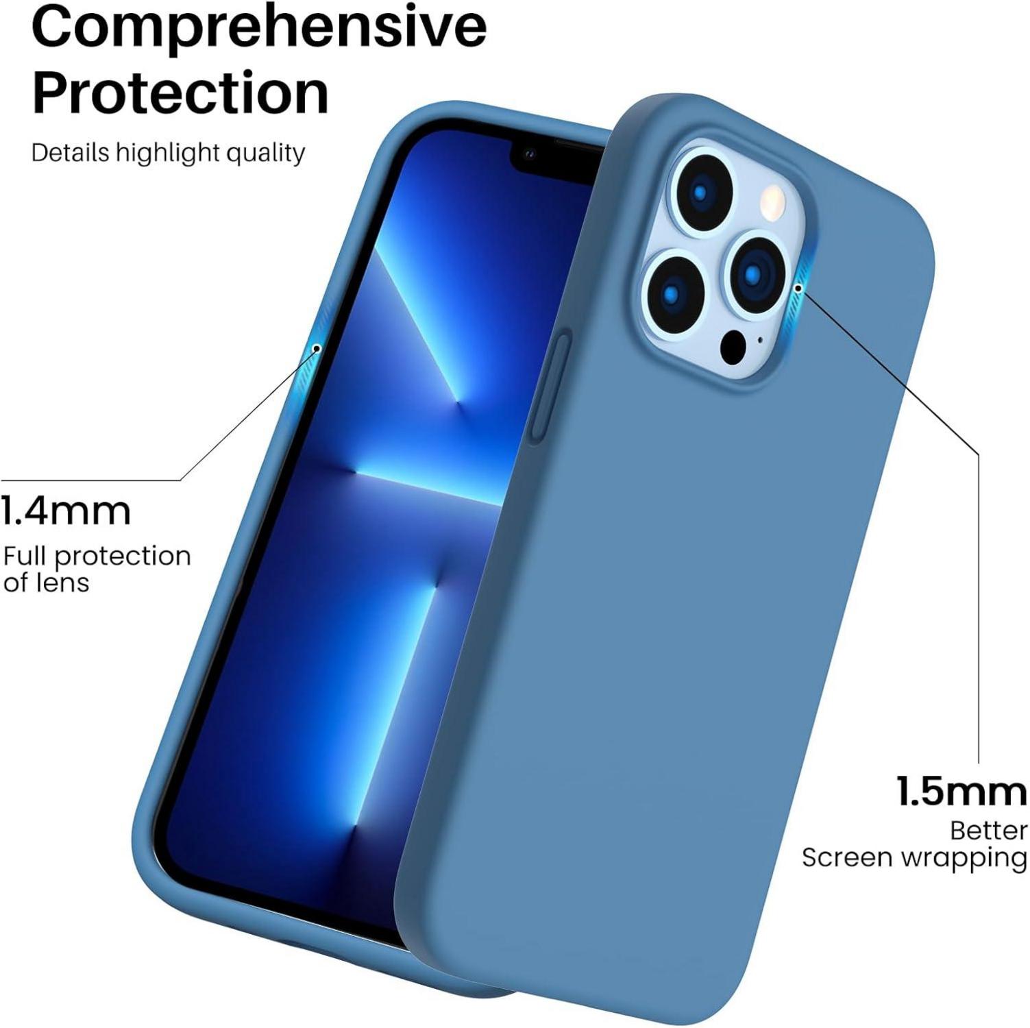 iPhone 13 Pro Flüssige Silikon Handyhülle mit Rundumschutz Blau