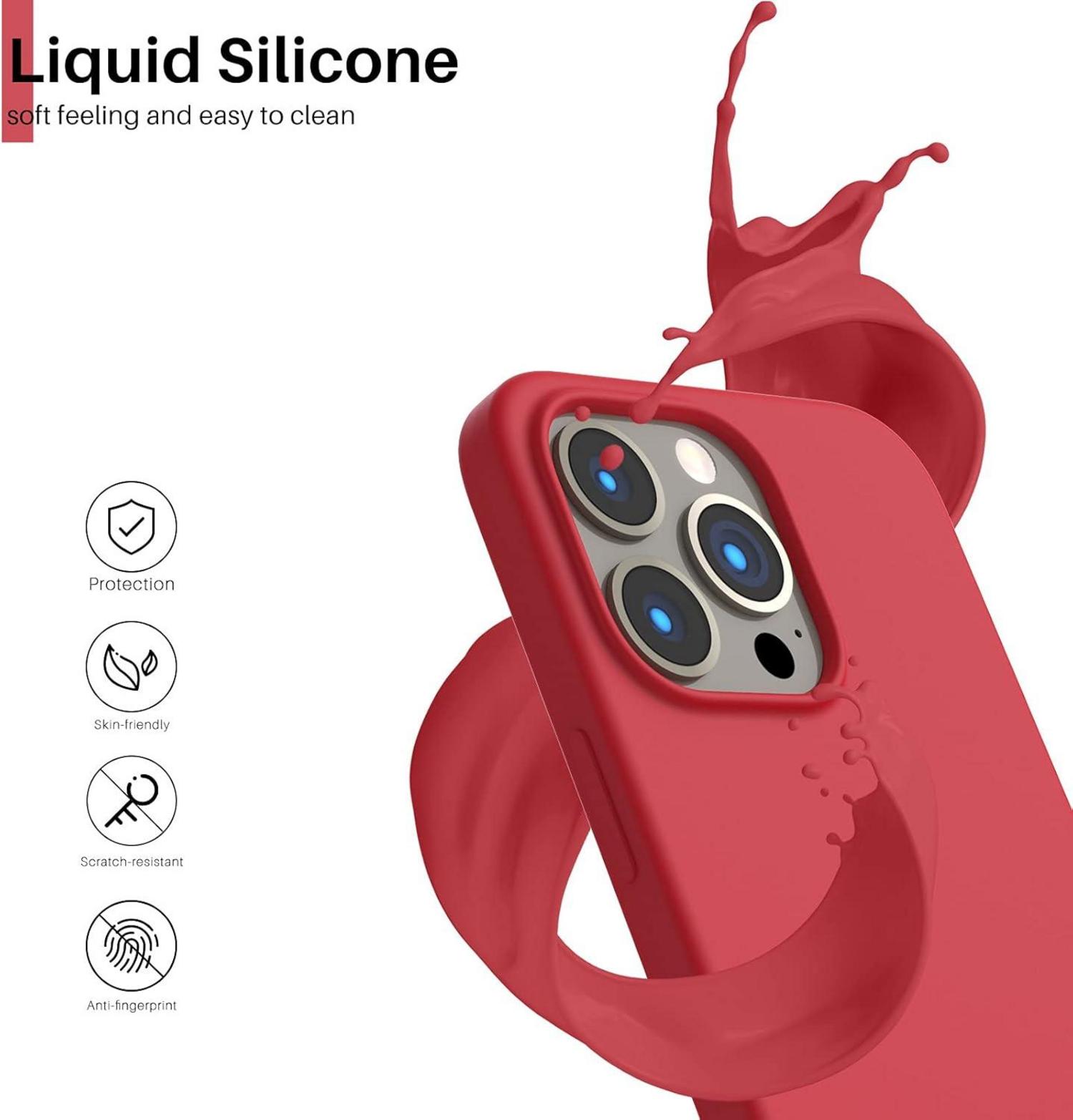 Silikon Case für iPhone 13 Pro 6,1 Zoll Voller Schutz Rot