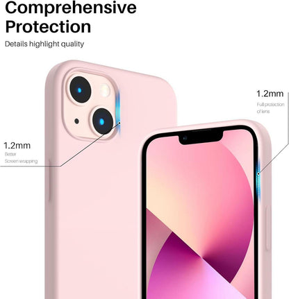 ORNARTO iPhone 13 6,1 Silikon Case, Flüssig Silikon Hülle - rosa Kalkrosa