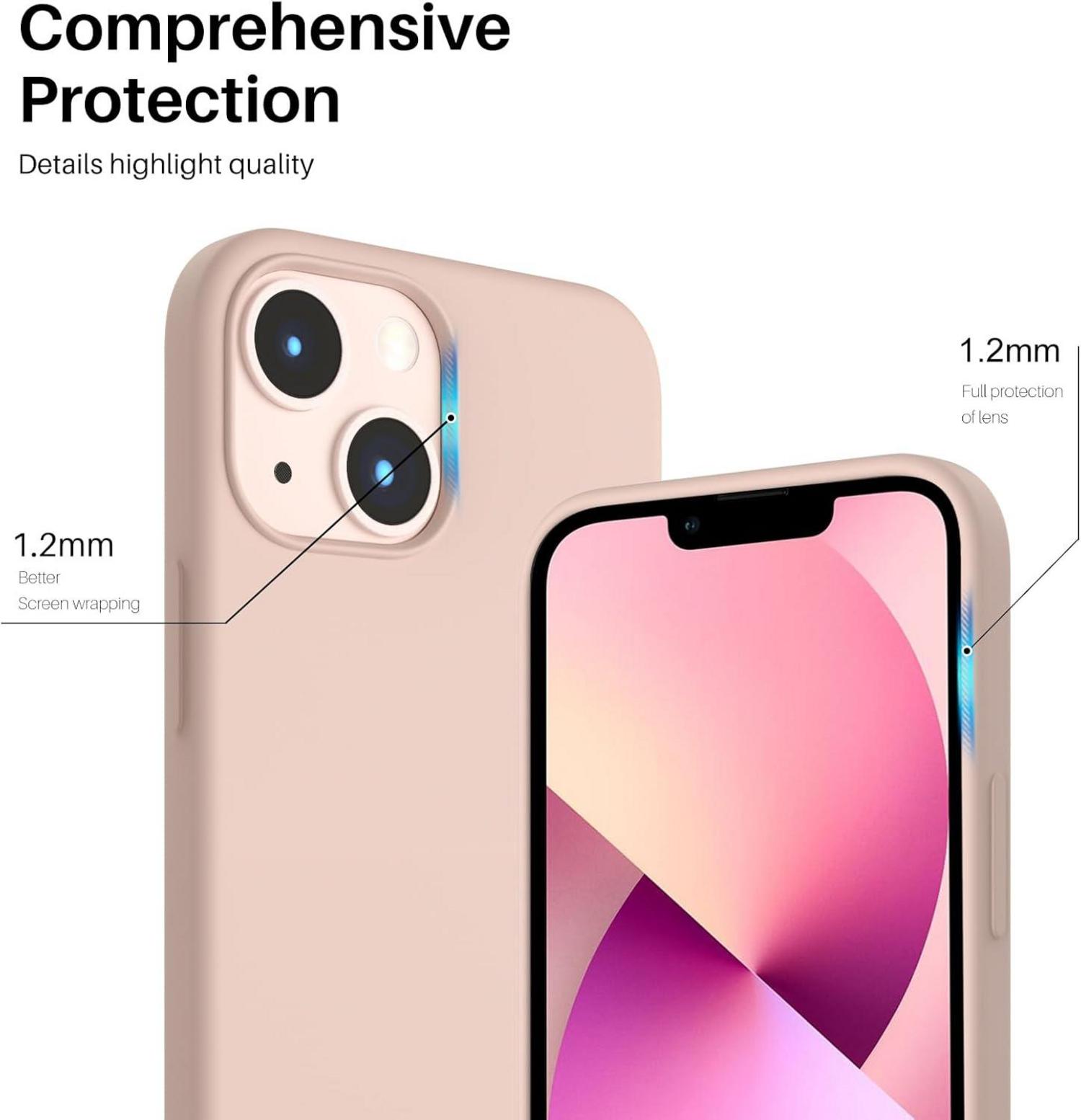 ORNARTO iPhone 13 Mini Silikon Hülle Ultra Dünn Voller Schutz Sandrosa 5,4 Zoll