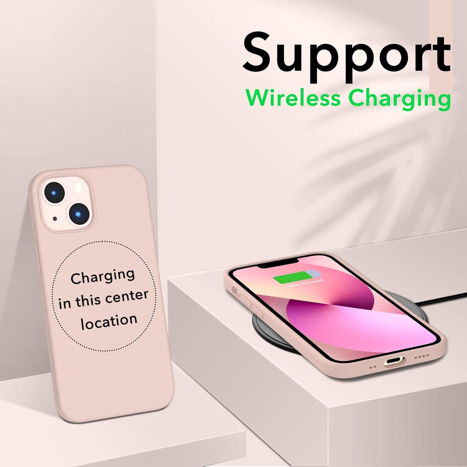 ORNARTO iPhone 13 Mini 5,4 Silikon Case Hülle Ultra Dünn Voller Schutz Sandrosa
