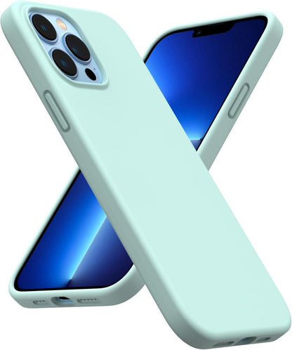 iPhone 13 Pro Max Flüssiges Silikon Case Stoßfest Schutzhülle Mintgrün