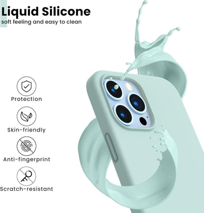 iPhone 13 Pro Max Flüssiges Silikon Case Stoßfest Schutzhülle Mintgrün