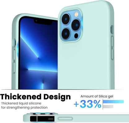 ORNARTO iPhone 13 Pro Max Flüssige Silikon Hülle Rundumschutz Mintgrün