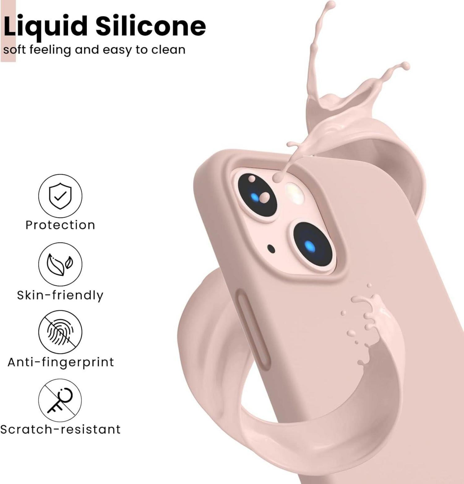Flüssige Silikon Handyhülle für iPhone 13 Mini 5,4”- Sandrosa