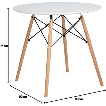 Runder Esstisch Weiß – Moderner Küchentisch 74x80cm