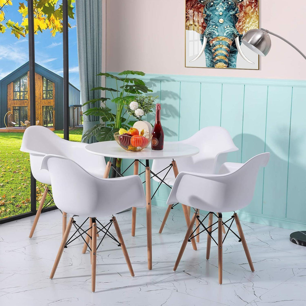 Runder Esstisch Weiß – Moderner Küchentisch 74x80cm
