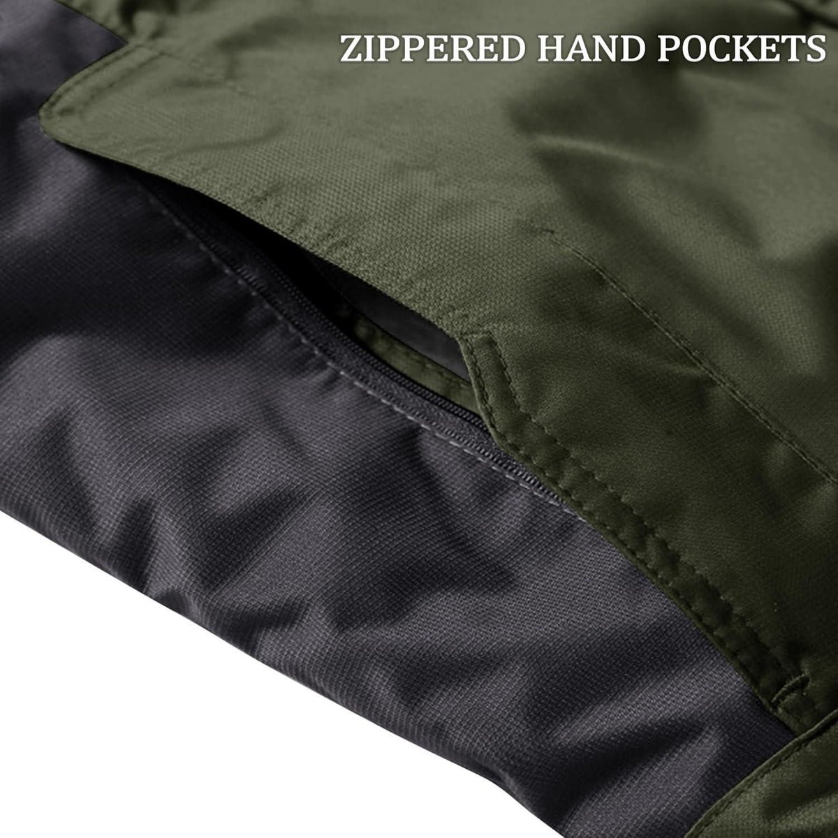 Herren Winterjacke Wasserdicht Warm Gefüttert Skijacke Armeegrün