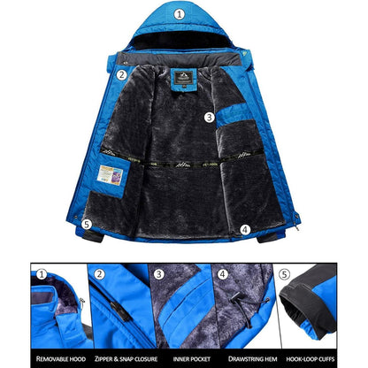 Herren Winterjacke Wasserdicht Warm Gefüttert Skijacke Königsblau