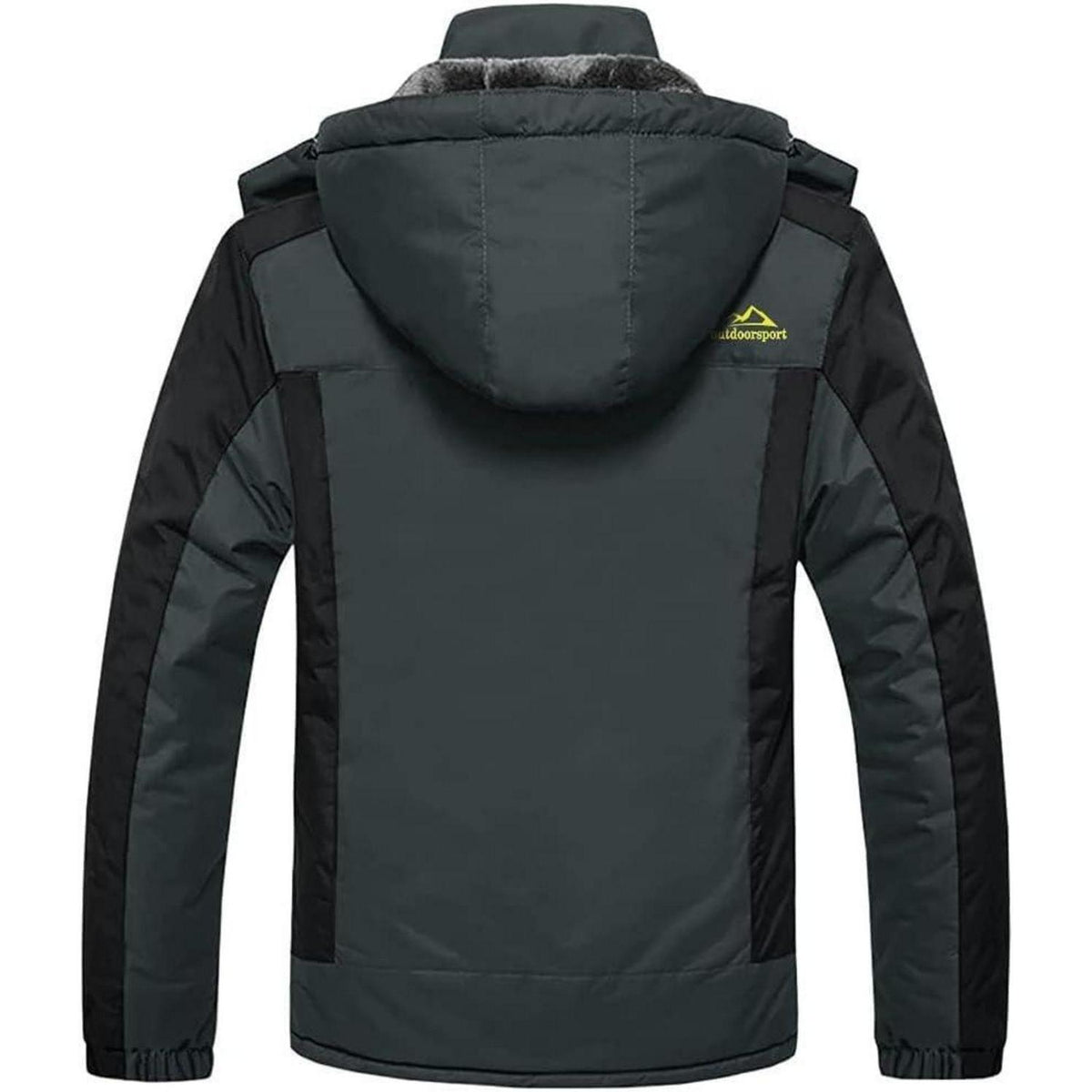 Herren Winterjacke Wasserdicht Warm Gefüttert Skijacke Grau-Schwarz