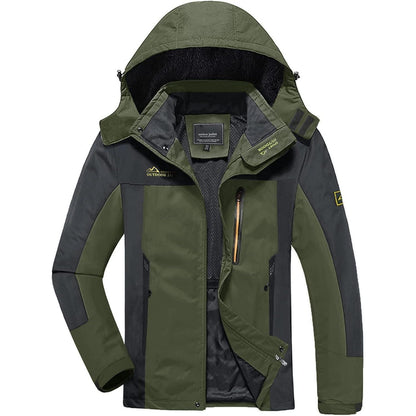 Herren Softshelljacke wasserabweisend mit abnehmbarer Kapuze Dunkeloliv XL