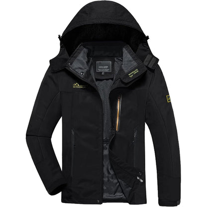Herren Softshelljacke wasserabweisend mit abnehmbarer Kapuze Schwarz