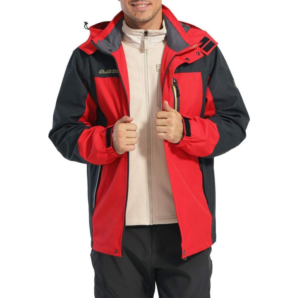 Herren Softshelljacke wasserabweisend mit abnehmbarer Kapuze Denimblau