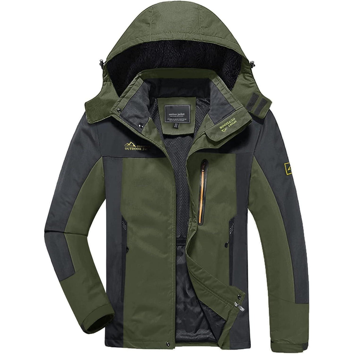 Herren Softshelljacke wasserabweisend mit abnehmbarer Kapuze Dunkeloliv L