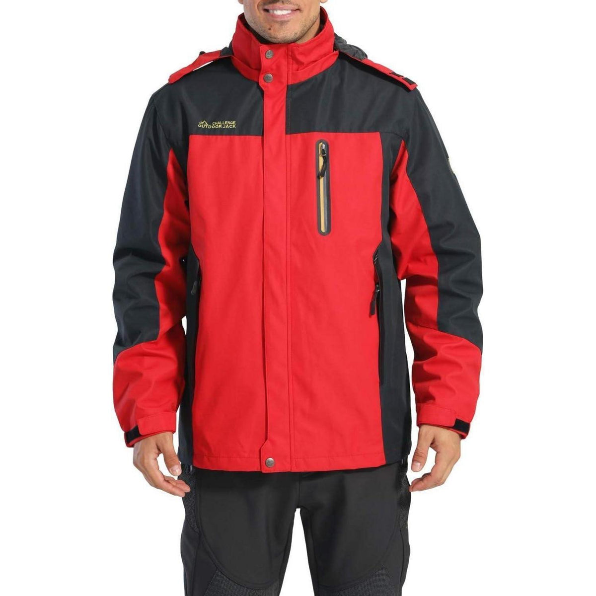 Herren Softshelljacke wasserabweisend mit abnehmbarer Kapuze Dunkeloliv L