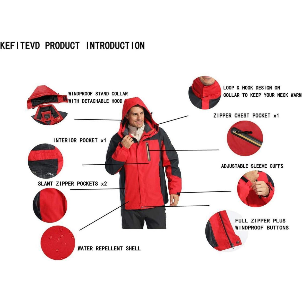 Herren Softshelljacke wasserabweisend mit abnehmbarer Kapuze Dunkeloliv M