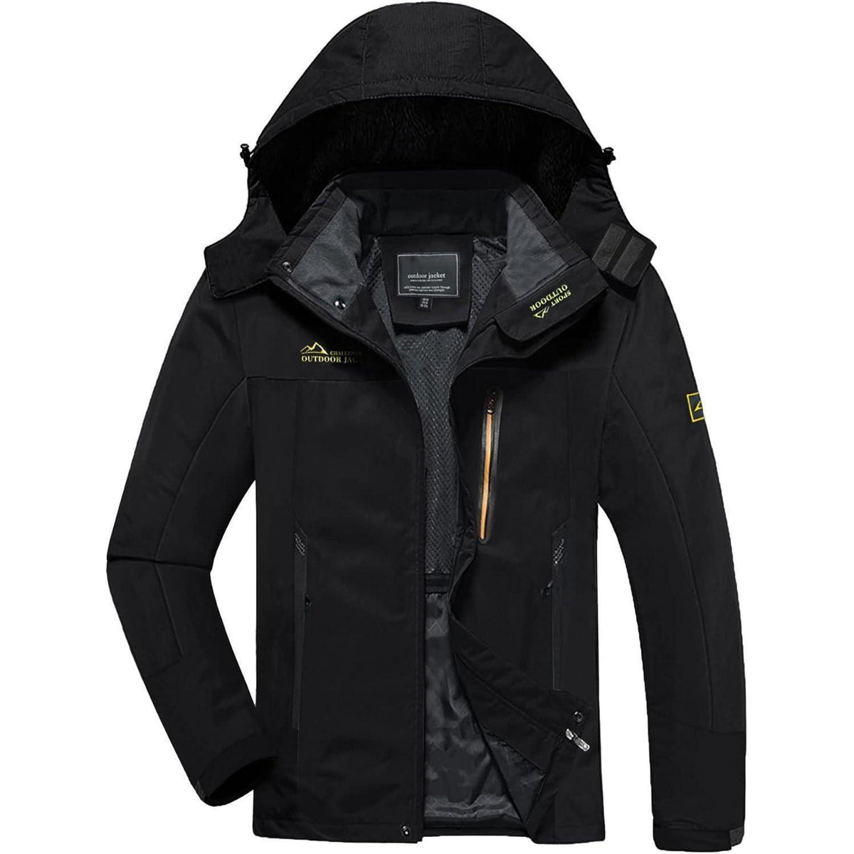 Herren Softshelljacke wasserabweisend mit abnehmbarer Kapuze Schwarz XL