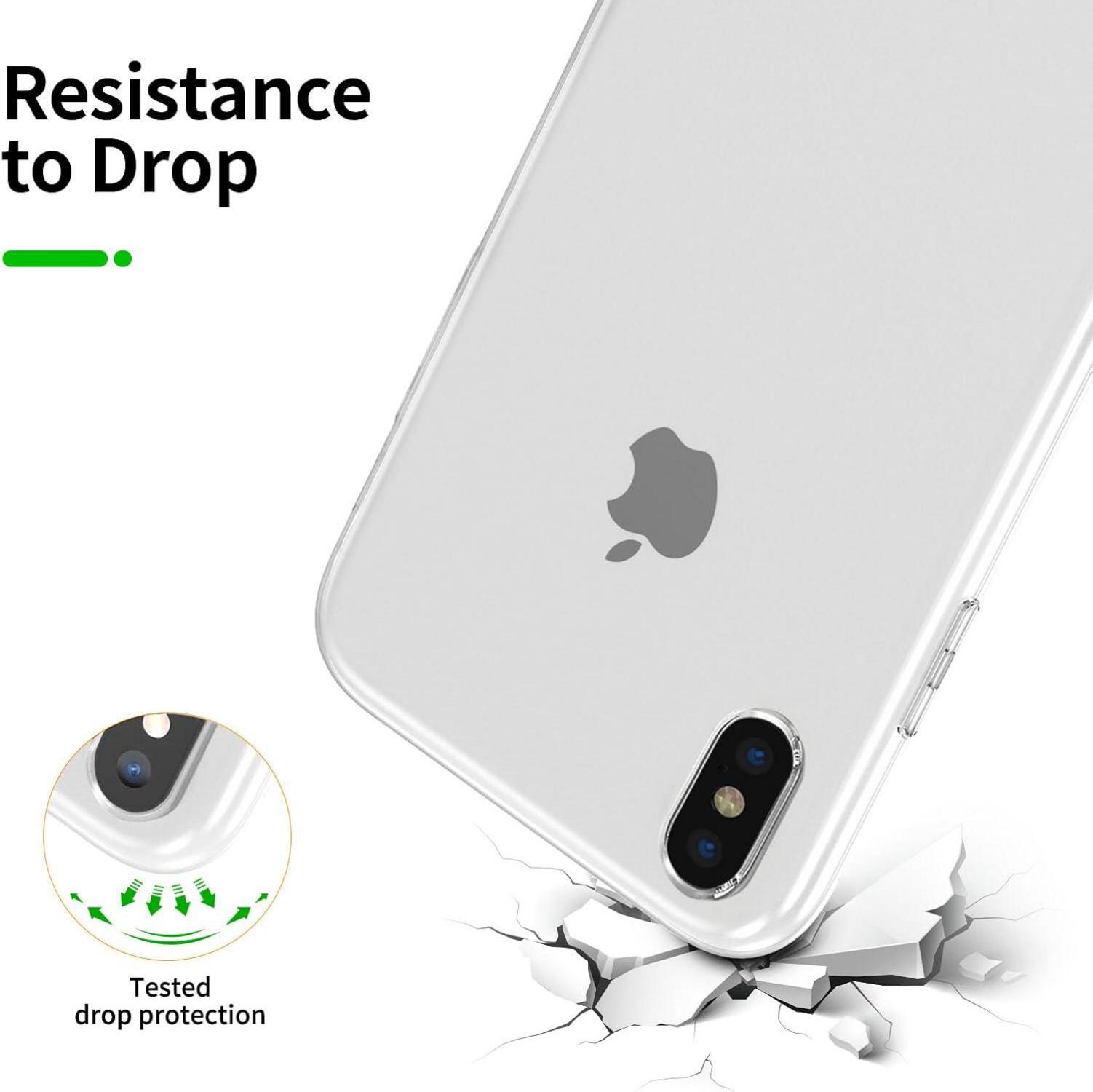 NEW'C iPhone X XS Hülle 2x Panzer Schutzglas Transparent Silikon TPU