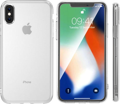 NEW'C iPhone X XS Hülle 2x Panzer Schutzglas Transparent Silikon TPU