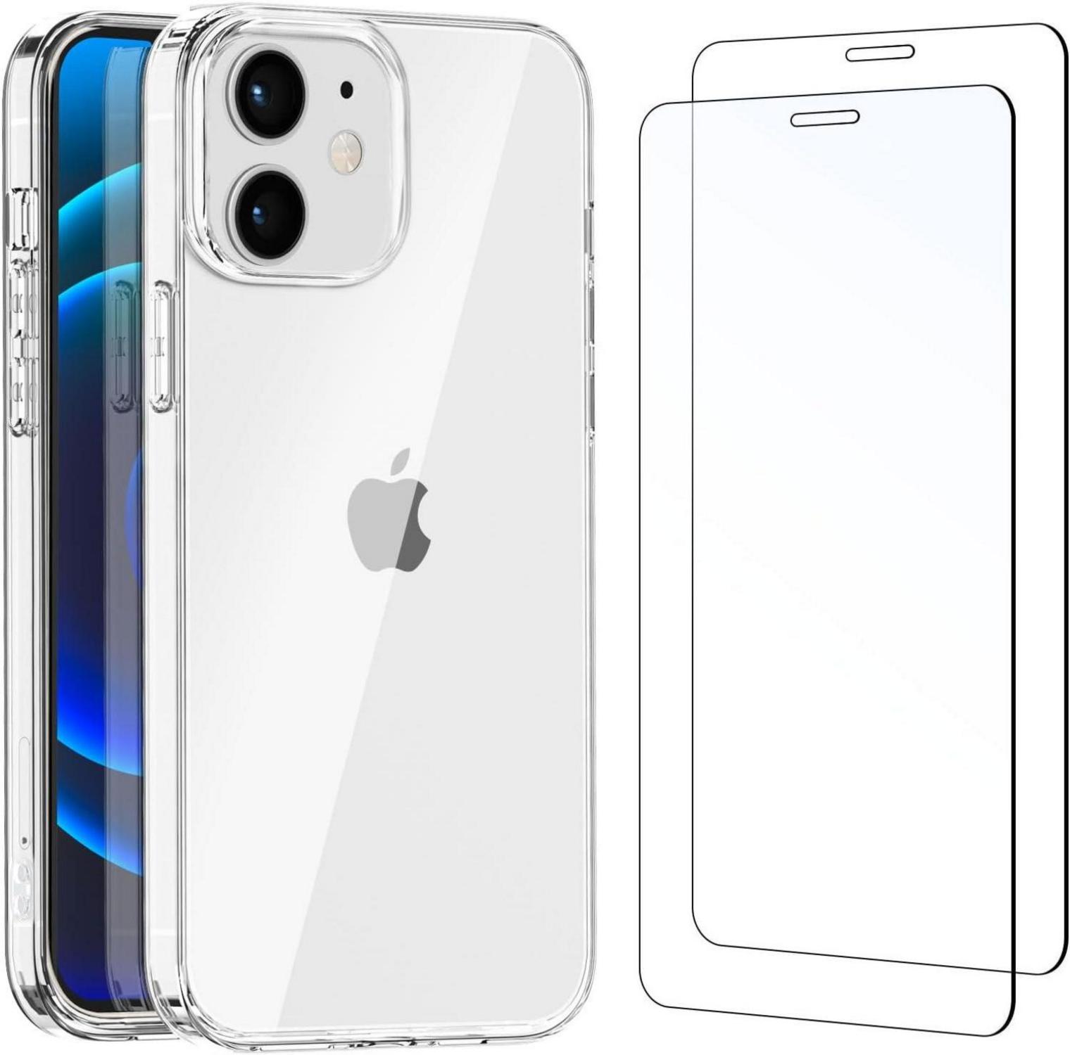iPhone 12 Pro Schutzhülle 2 Panzer Glas 9H Transparent Transparent