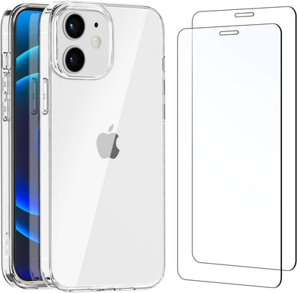 iPhone 12 Pro Schutzhülle 2 Panzer Glas 9H Transparent Transparent