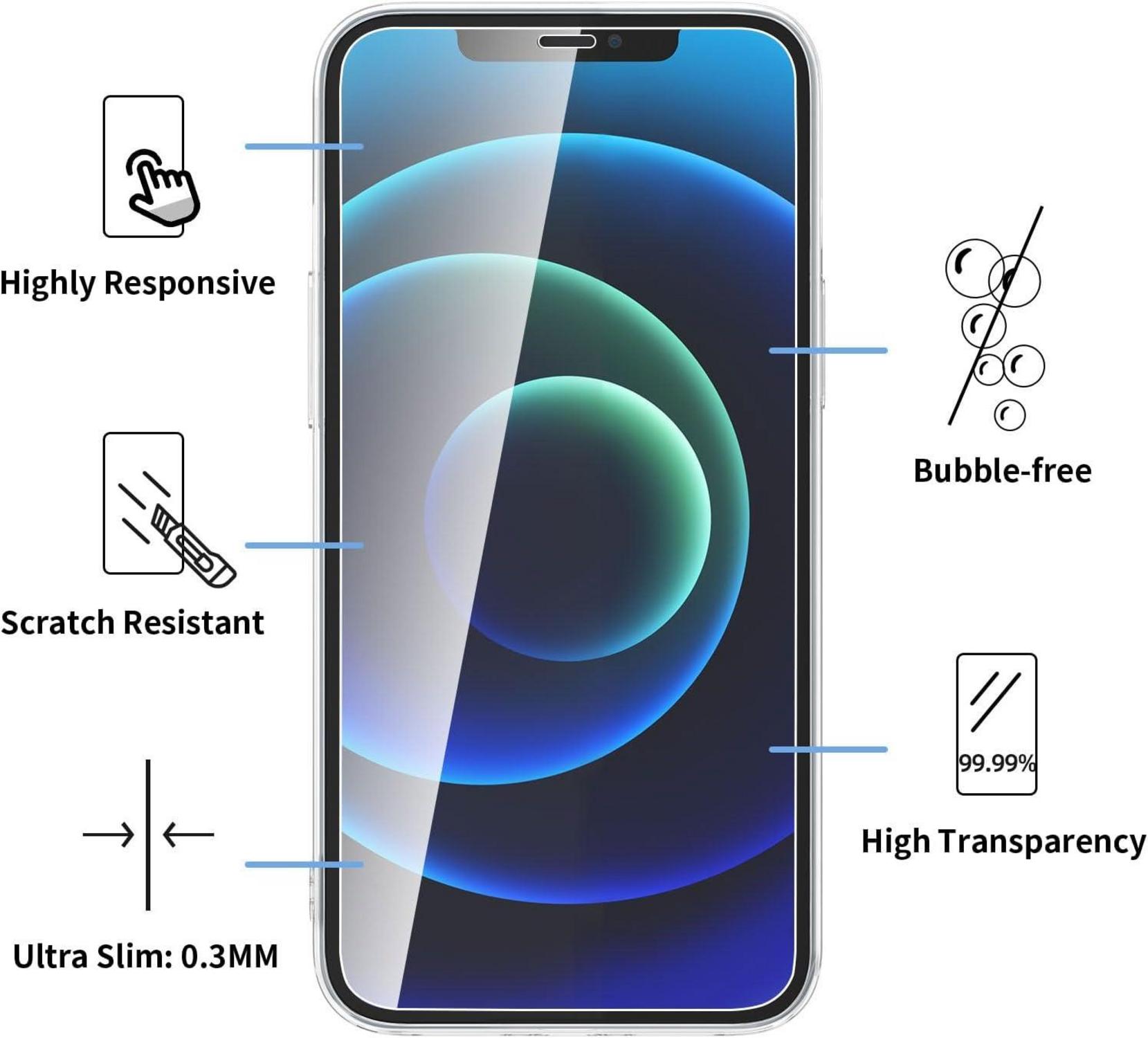 NEW'C iPhone 12 Pro Hülle Ultra Transparent TPU Gel + Panzer