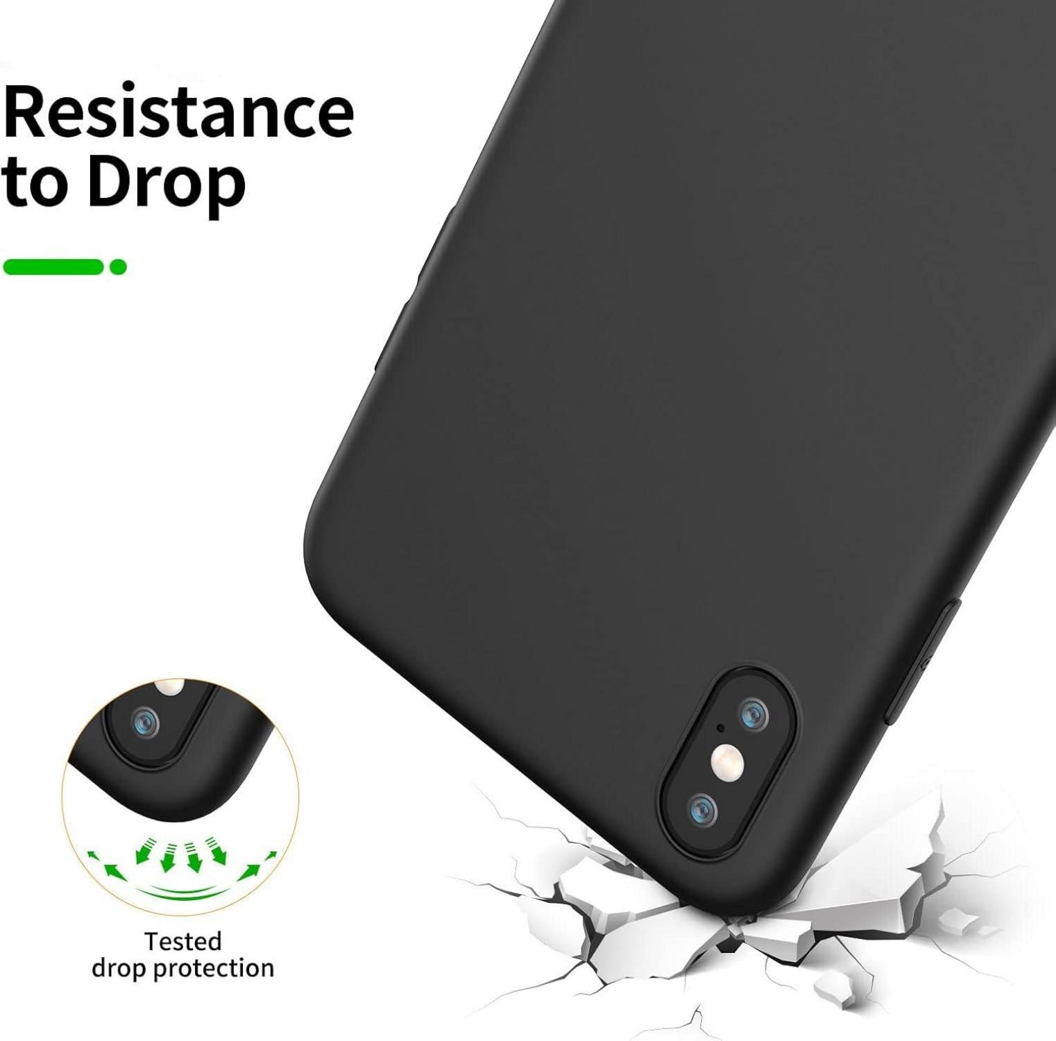 NEW'C iPhone X XS Case Black + 2 Tempered Glass Screen Protector