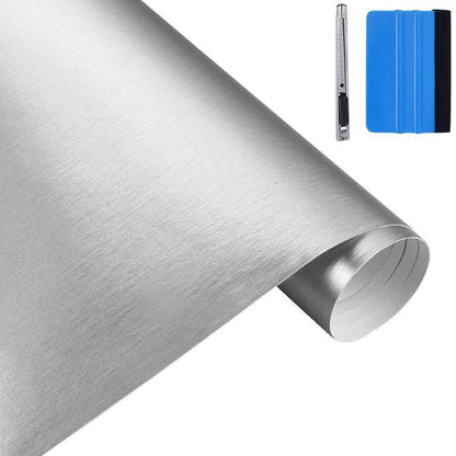 Gebürstete Edelstahl Vinylfolie 30x150cm – Lackschutzfolie
