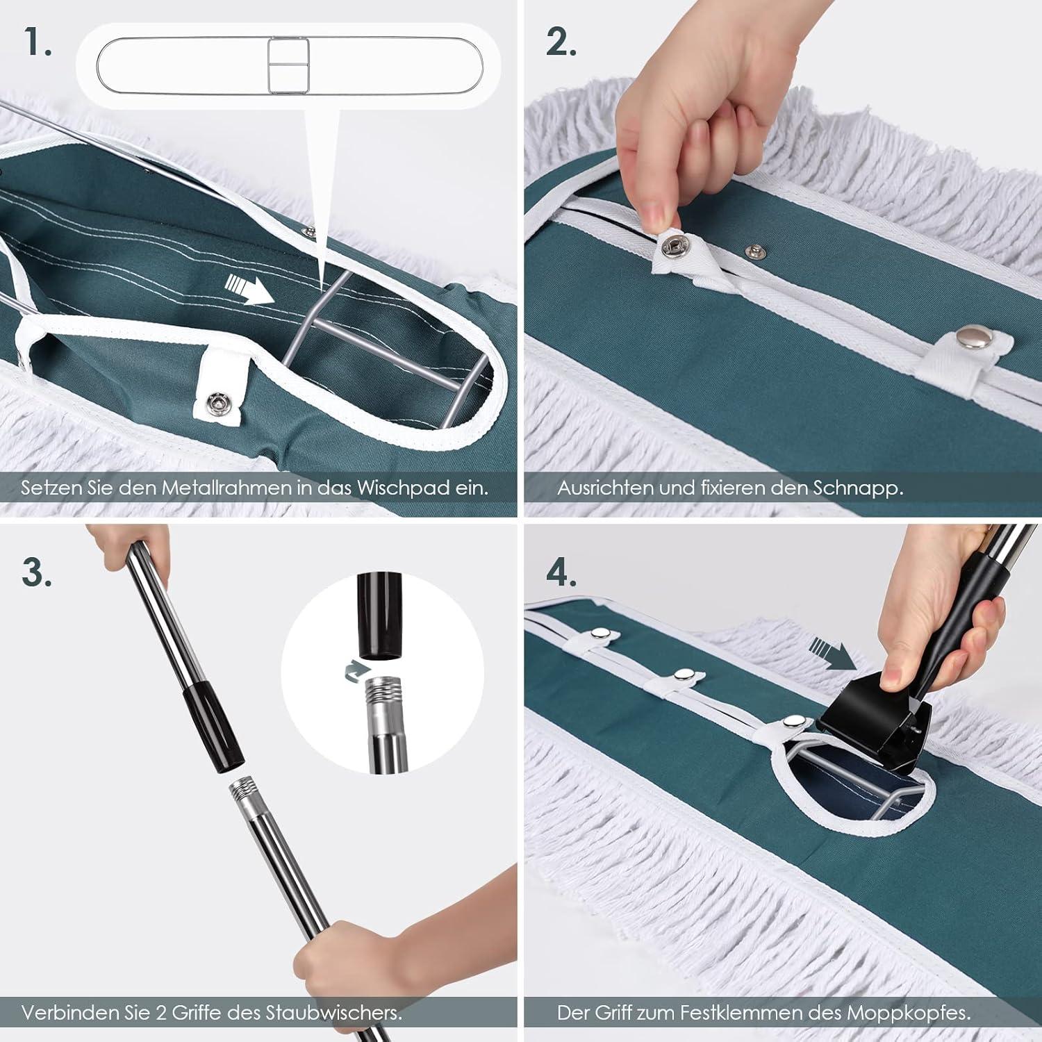 Großer Bodenwischer Flachmopp 105cm breit mit Edelstahlgriff