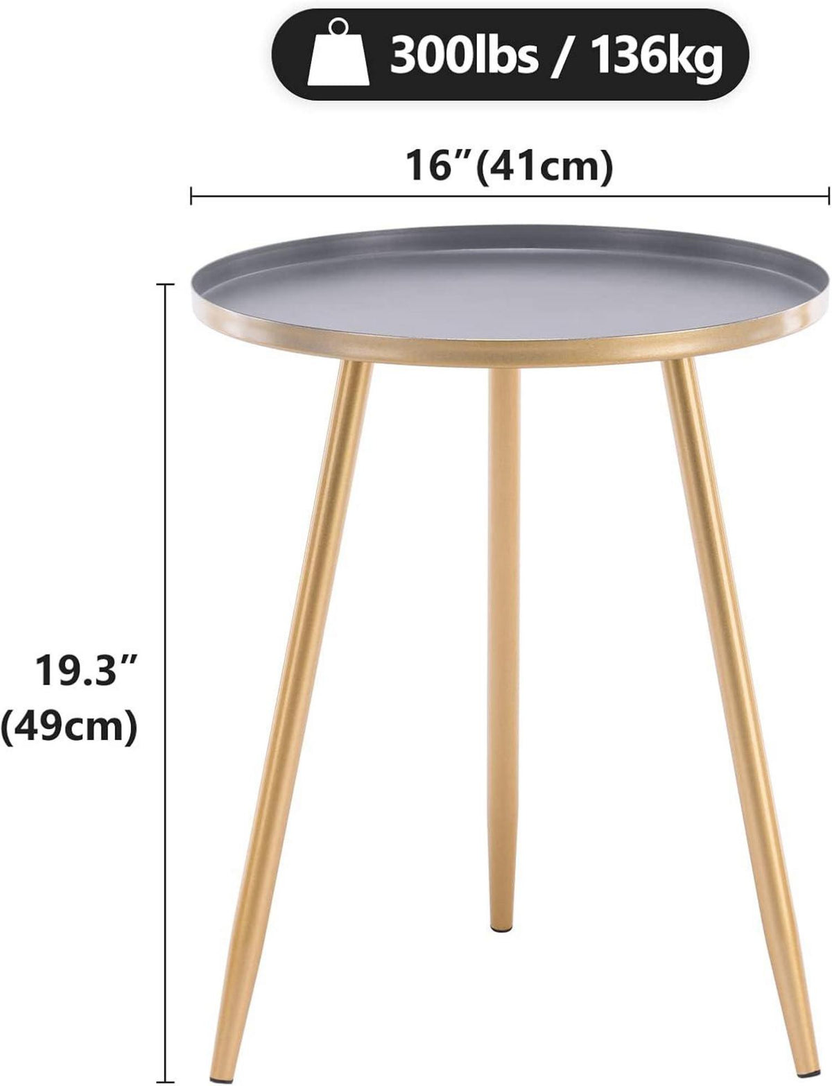 Moderner Beistelltisch Gold Rund Metall Couchtisch Ø 40,5 x 50 cm