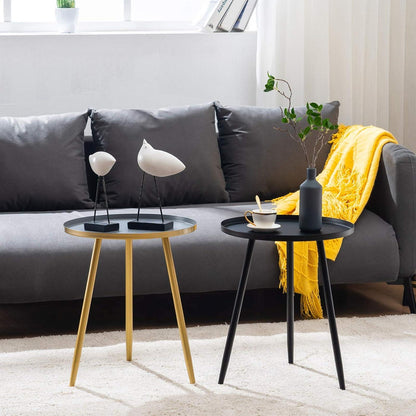 Goldener Runder Beistelltisch 3-Bein Modern Ø 40,5 cm x 50 cm