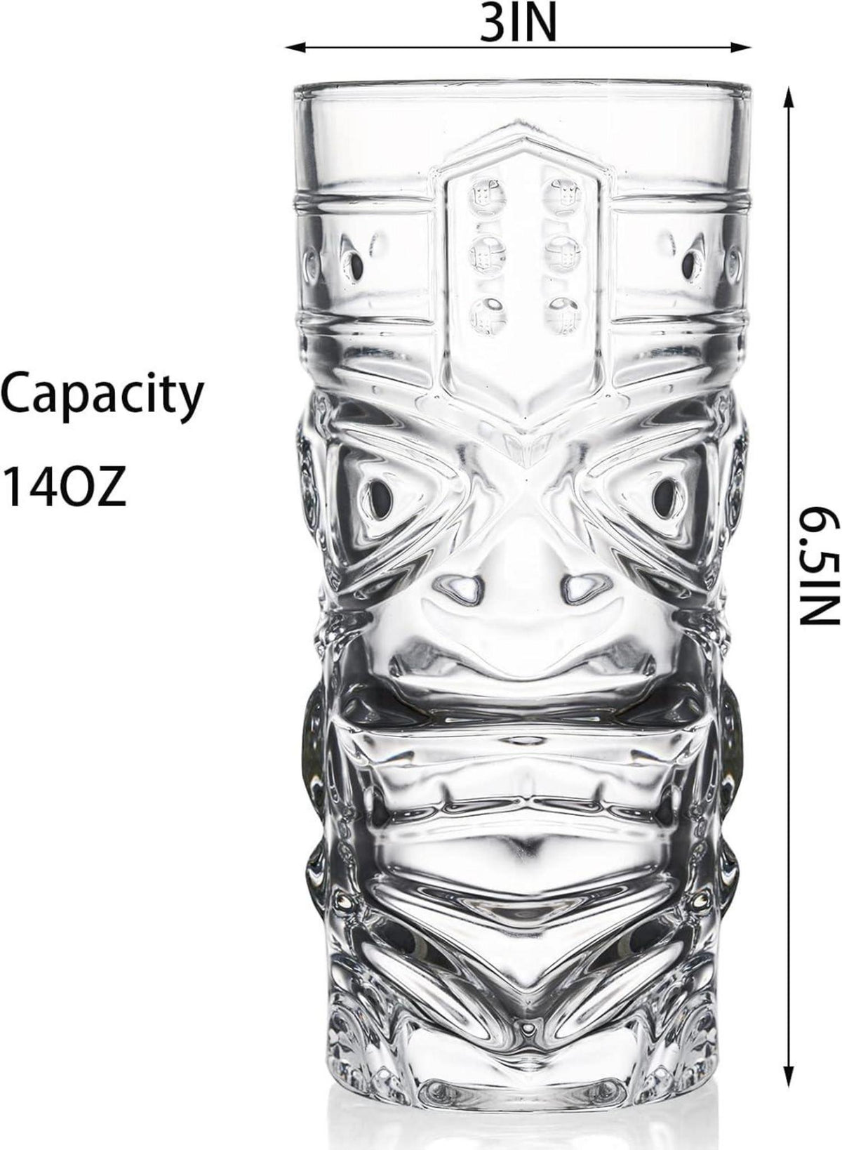 6er Set Tiki-Gläser 400ml Bar Hawaiiparty Glas Mai Tai Zombie Cocktail