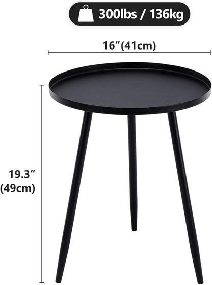 Schwarzer Runder Beistelltisch Metall 40,5x50cm Modern Sofatisch