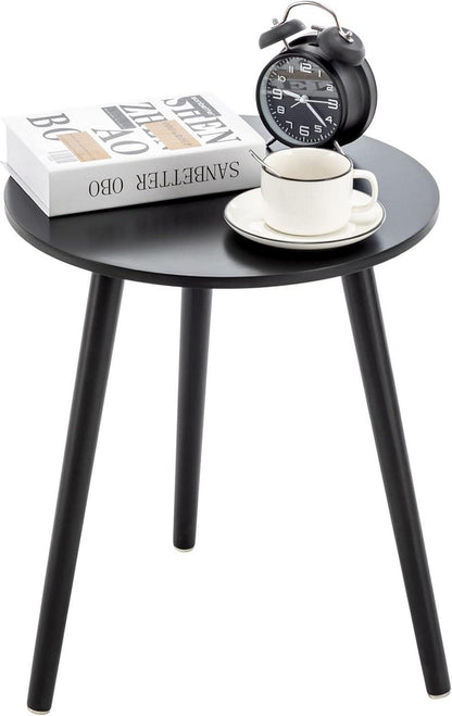 Runder Beistelltisch Echtholz Ø42x52cm Schwarz Sofa Wohnzimmer Trendy