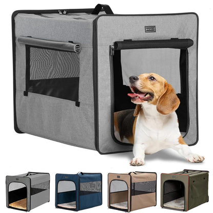 Faltbare Hundebox mit Plüschmatte – Tragbar & Reisenah